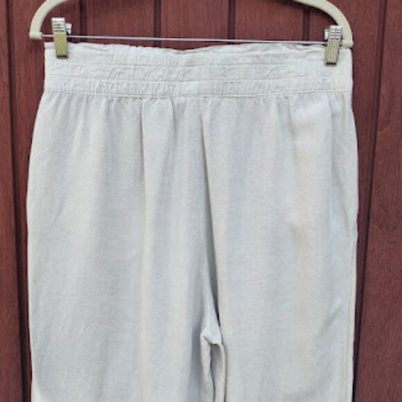 H&M | Beige Off-White Linen Blend Wide Leg Lightweight Pull On Summer Pants M - Picture 6 of 11